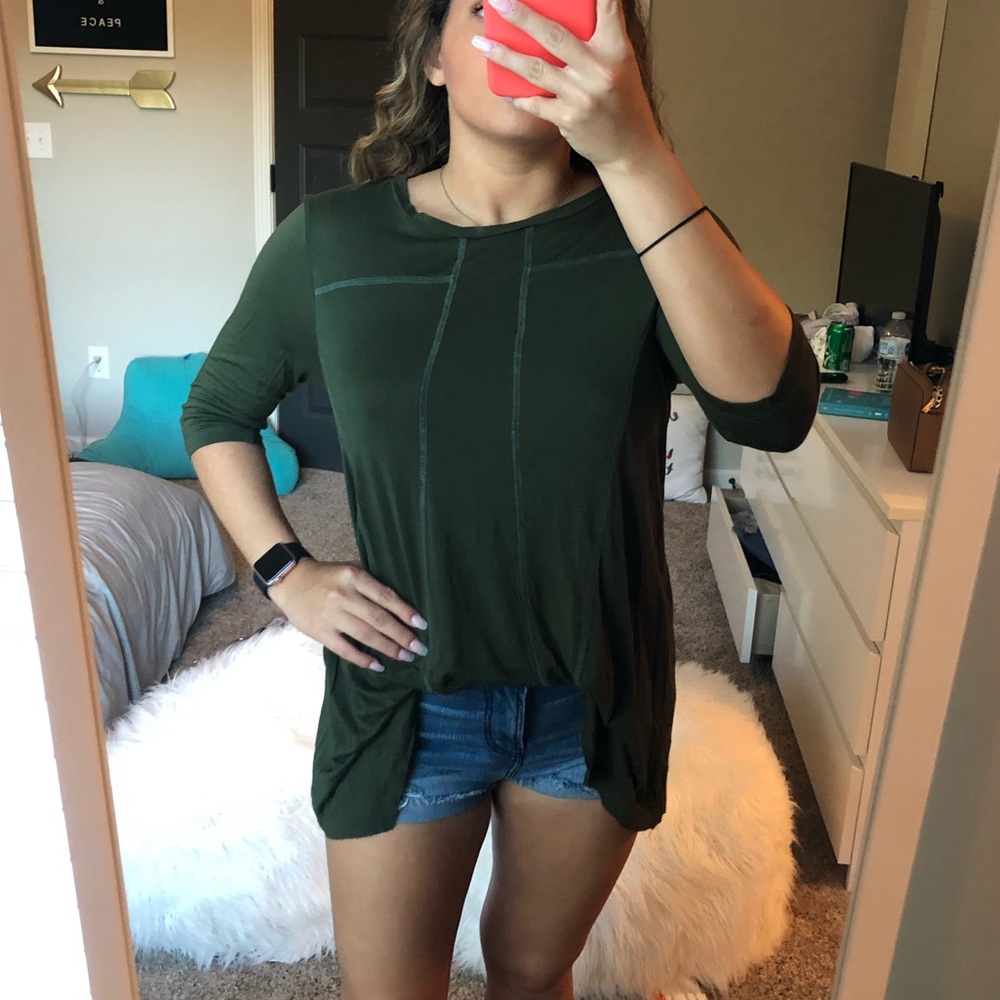 quarter sleeve olive tunic
